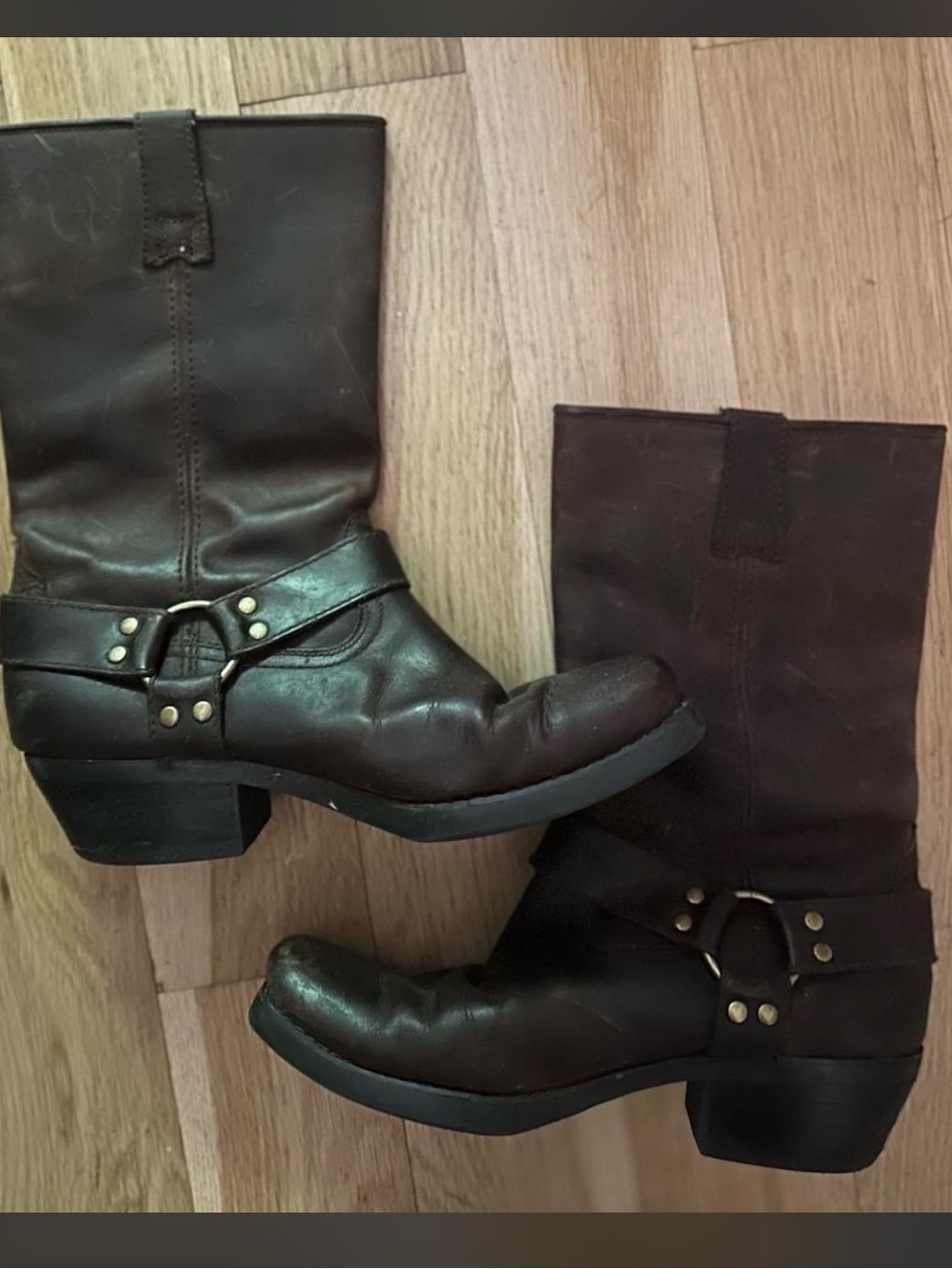 Women's Brown Moto Harness Boots